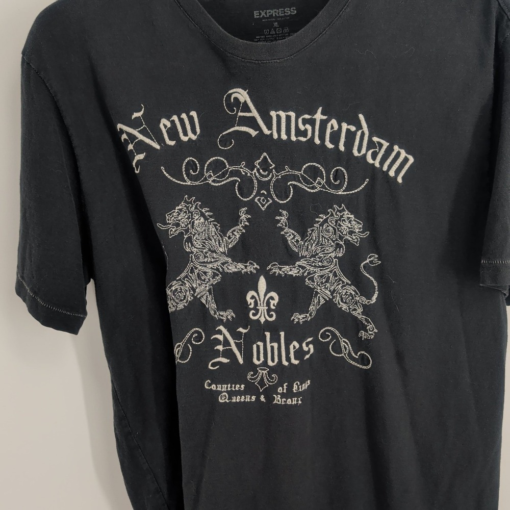 Vintage Express New Amsterdam Nobles Embroidered Pullover T-Shirt Black Size‎ XL - Picture 3 of 9